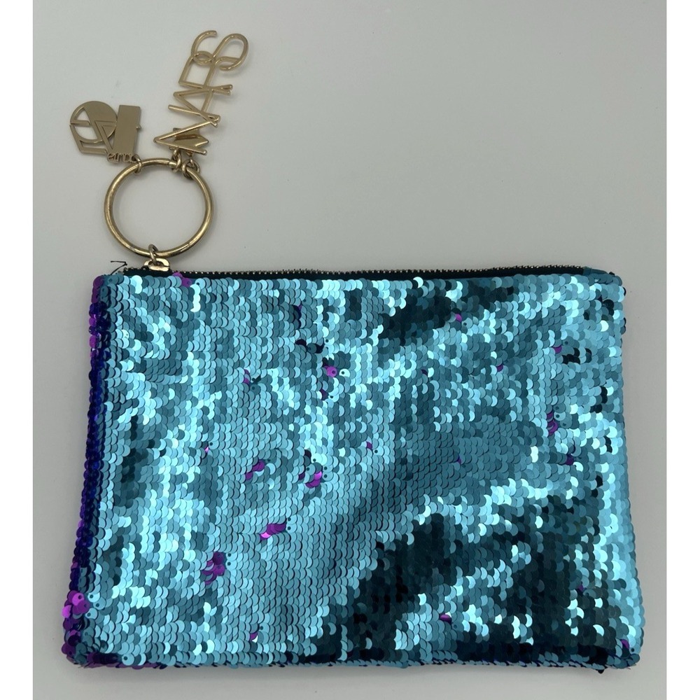 NARS Sequin Studio 54 Pouch Cosmetic Bag Blue Purple w/ Keychain